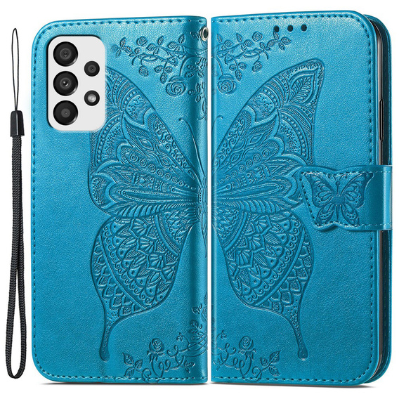 Откидной чехол для Samsung Galaxy A33 5G, Butterfly, синий