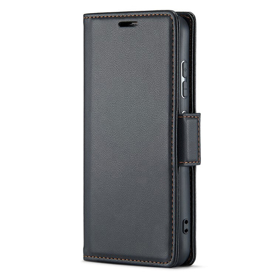 Чохол для Oppo Reno 13, ERBORD Glossy Litchi, гаманець з клапаном, чорний