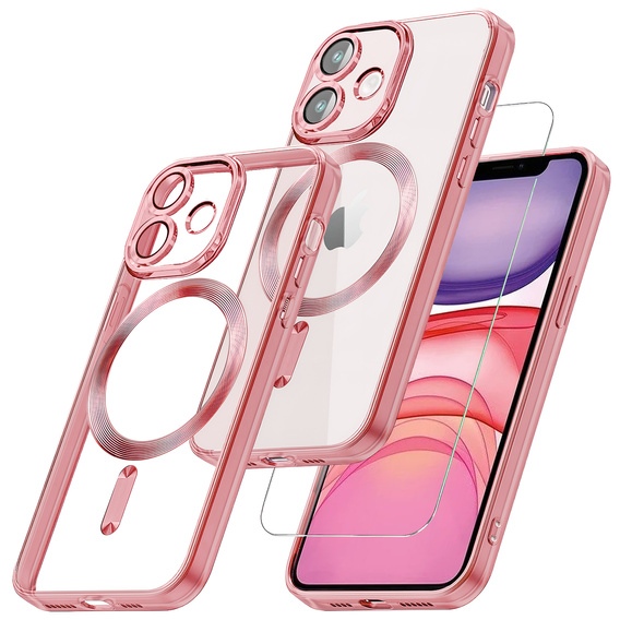 Чохол для iPhone 11, Electro MagSafe, рожевий + Скло на екран