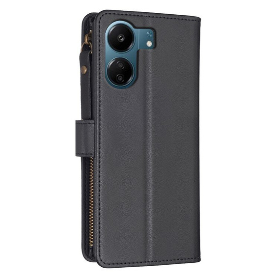 Откидной чехол для Xiaomi Redmi 13C / Poco C65, Wallet Zipper Pocket, чёрный