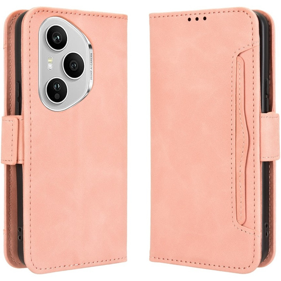 Футляр з клапаном для Honor 400 Pro 5G, Card Slot, рожевий