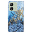 Откидной чехол для Xiaomi Redmi 13C / Poco C65, Wallet, Marble синий