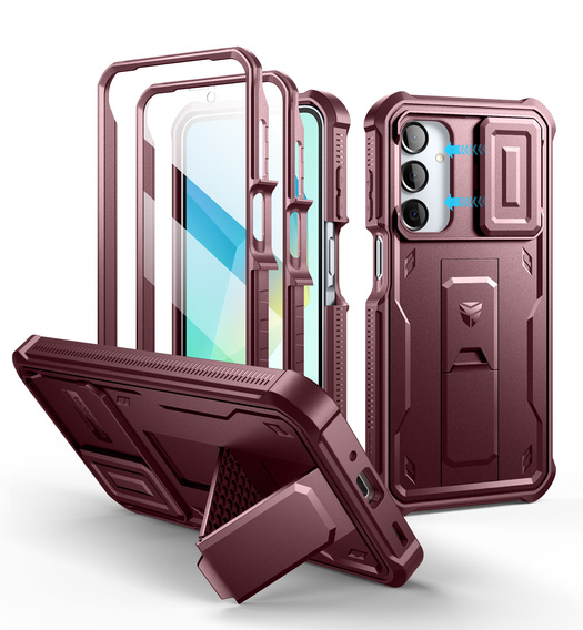 Бронированный чехол для Samsung Galaxy A16, Dexnor Full Body (Two Frames), красный