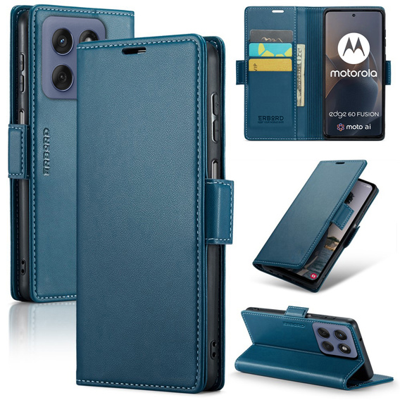 Чохол для Motorola Edge 60 / 60 Fusion, ERBORD Glossy Litchi, гаманець з клапаном, м'яти