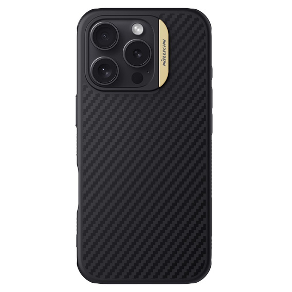 Чохол для iPhone 16 Pro, броньований Nillkin, Carbon Fiber, для Magsafe, золотий