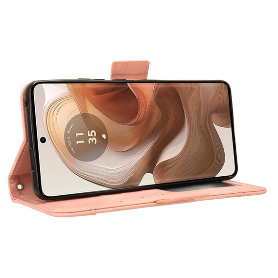 Откидной чехол для Motorola Edge 50 Ultra, Card Slot, розовый