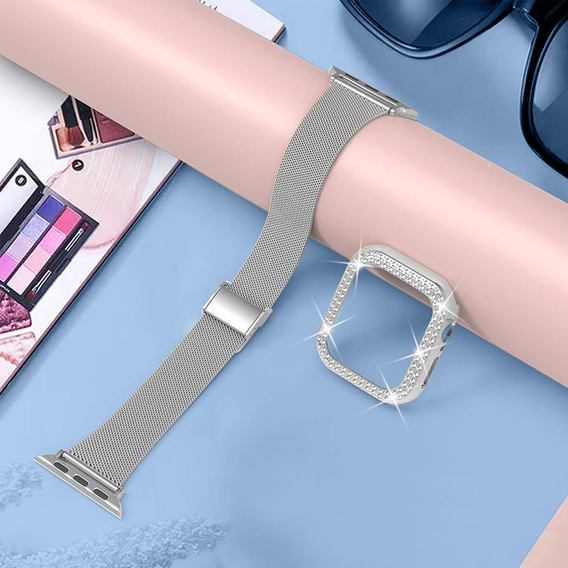 Металический браслет с чехлом для часов Apple Watch 4/5/6/SE 44mm, Silver
