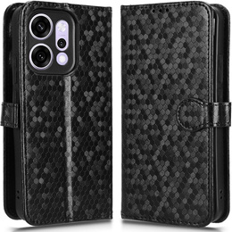Чехол с откидной крышкой для Oppo Reno 14, Wallet Rhombus, черный