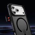 Матовий чохол для iPhone 17 Pro, броньований, для MagSafe, димчастий з чорними боковинами