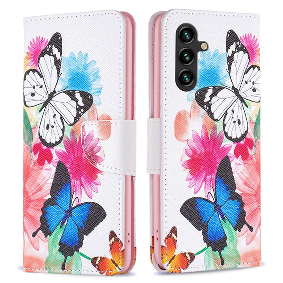 Откидной чехол для Samsung Galaxy A35 5G, Wallet, Butterflies белый