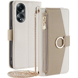 Чохол-книжка для Oppo A58 4G, Wallet Zipper Pocket, з дзеркалом, білий