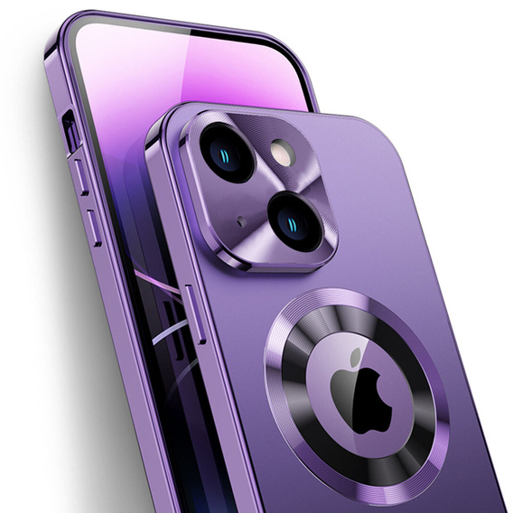 Чехол для iPhone 14, Dual Glass, для Magsafe, фиолетовый