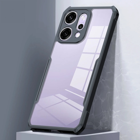 Чехол для Oppo Reno 14, усиленный, прозрачный с черными боками