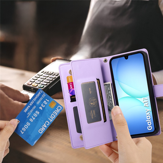 Фліп-чохол на блискавці для Samsung Galaxy A17 5G, Wallet Zipper Pocket, фіолетовий