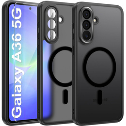Чохол для Samsung Galaxy A36, для MagSafe, ERBORD Matt Case, чорний + захисне скло