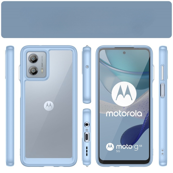 Чехол до Motorola Moto G53 5G, Fusion Hybrid, прозрачный / синий