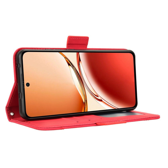 Футляр з клапаном для Oppo Reno 12FS / 12F, Card Slot, червоний