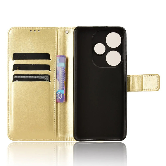 Футляр з клапаном для Xiaomi Poco F6, Crazy Horse Wallet, золотий