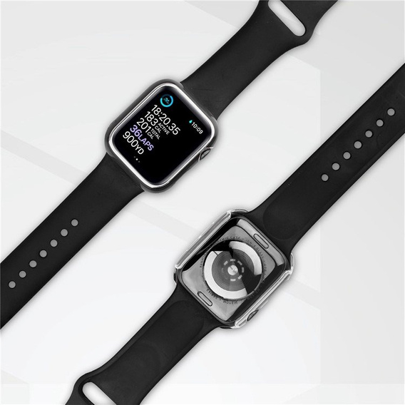 2в1 чехол и защитное стекло для часов Apple Watch 7/8 45mm - Black / Silver