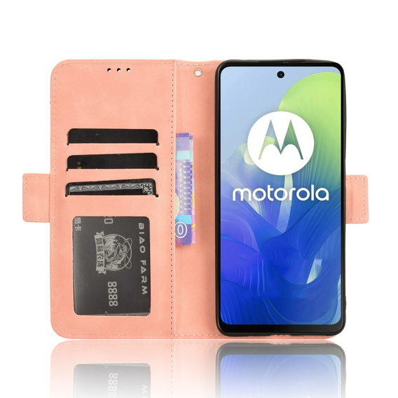 Откидной чехол для Motorola Moto E14, Card Slot, розовый