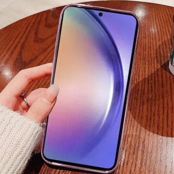 Чохол для Samsung Galaxy A54, Glitter Flower, рожевий rose gold