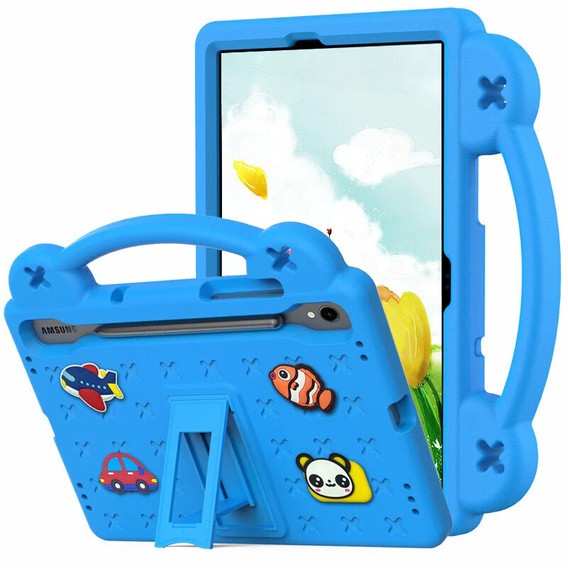 Детский чехол для Samsung Galaxy Tab S10 Lite / S10 FE / S9 FE, Cute Patterns, с подставкой, синий