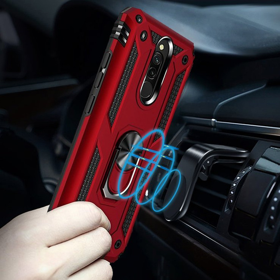 Бронированный Чехол до Xiaomi Redmi 8 / 8A, Nox Case Ring, красный