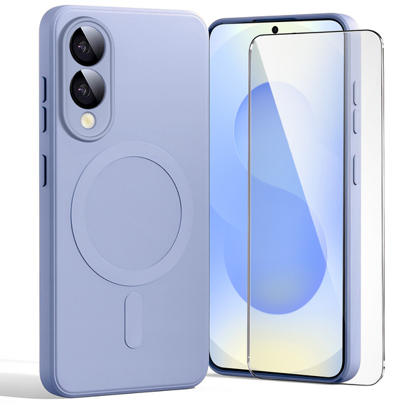 Чехол для Samsung Galaxy S25 Edge, Silicone Lite, фиолетовый + 9H стекло