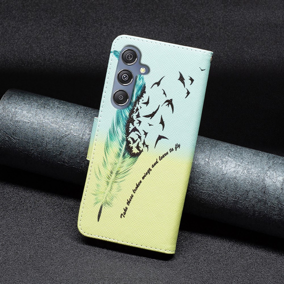 Откидной чехол для Samsung Galaxy M34, Wallet, feather, синий