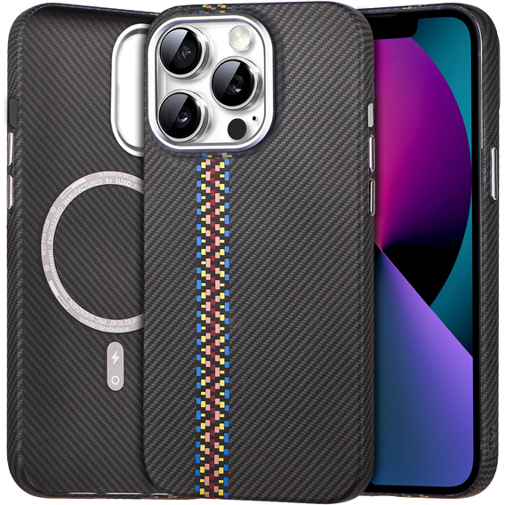 Чехол для iPhone 13, Carbon Fiber MagSafe, чёрный