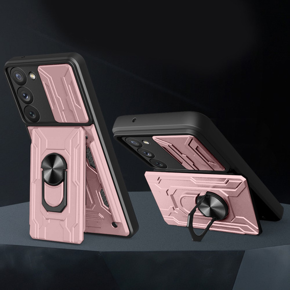 Броньований чохол для Samsung Galaxy S23, Camera Slide Card Slot, рожевий rose gold