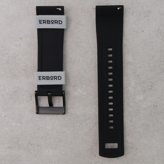 Универсальный силиконовый ремешок ERBORD 22mm, Dual Color, серый / черный / черная пряжка