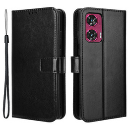 Откидной чехол для Motorola Edge 50 Fusion 5G, Crazy Horse Wallet, чёрный