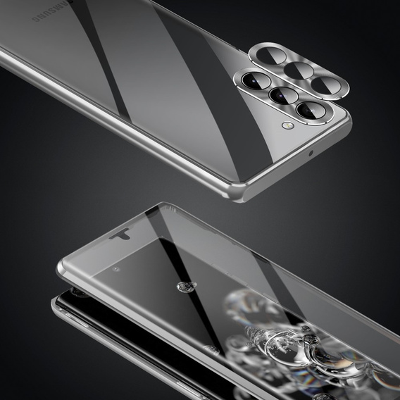 Чохол для Samsung Galaxy S23 Plus, Magnetic Dual Glass, сріблястий
