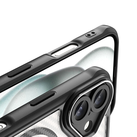 Чехол для iPhone 16, Fusion Hybrid Carbon, для MagSafe, чёрный