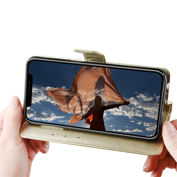 Откидной чехол для Motorola Moto G85, Crazy Horse Wallet, золотой
