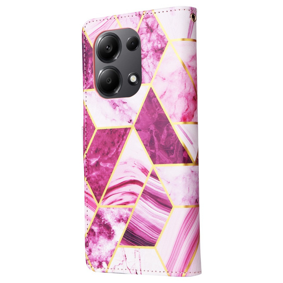 Откидной чехол для Xiaomi Redmi Note 13 Pro 4G / Xiaomi Redmi Note 14S / Xiaomi Poco M6 Pro 4G, Wallet, Marble фиолетовый