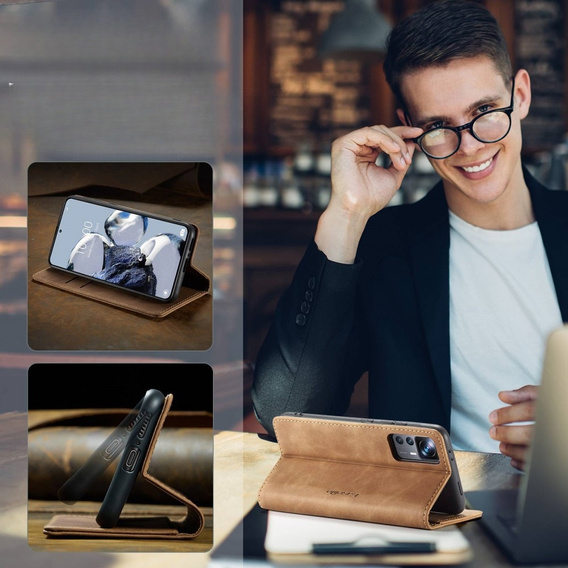 Чехол CASEME для Xiaomi 12T / 12T Pro, Leather Wallet Case, коричневый