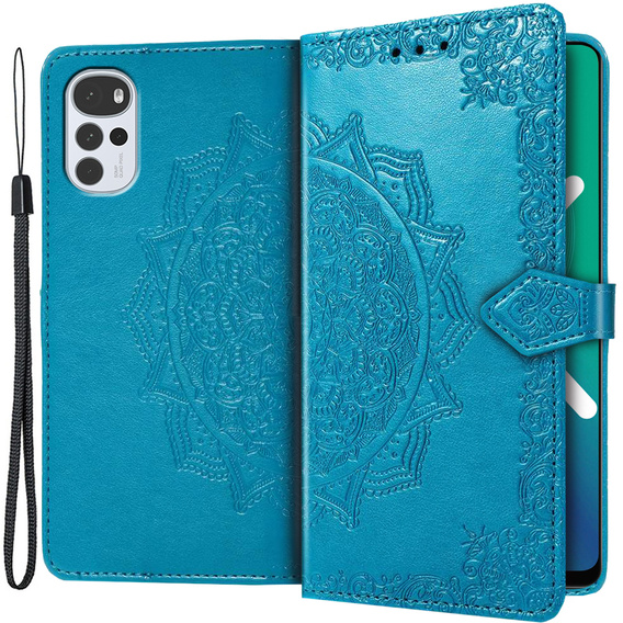 Откидной чехол для Motorola Moto G22, Mandala, синий