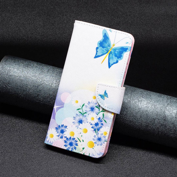 Чохол-книжка для OPPO A57 / A57s, Wallet, butterfly & flowers, білий