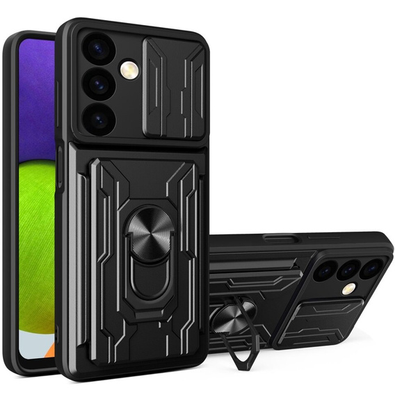 Бронированный чехол для Samsung Galaxy S24, Camera Slide Card Slot, чёрный