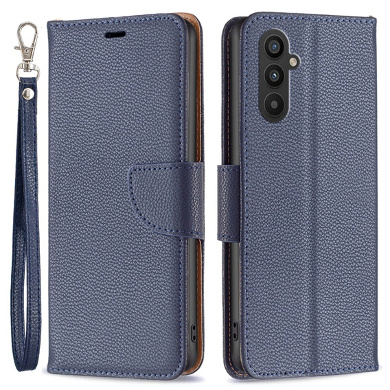 Чохол-книжка для Samsung Galaxy A25 5G, Wallet Litchi Leather, темно-синій + скло 9H 