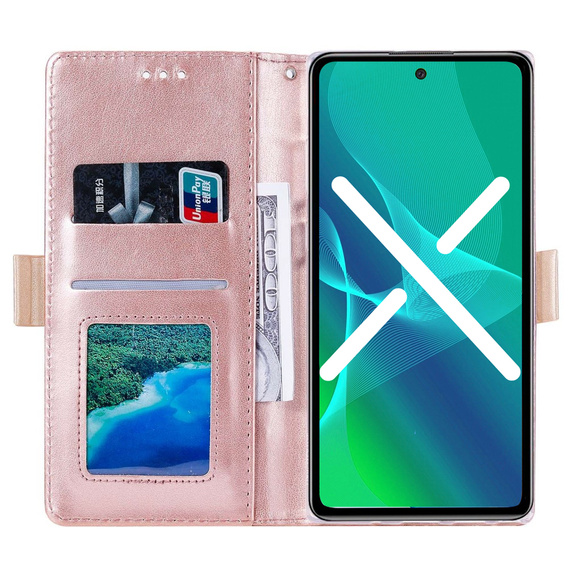 Чохол-кришка для Samsung Galaxy S22+ Plus 5G, Wallet Pocket Zipper Lace, рожевий