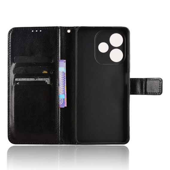 Футляр з клапаном для Oppo A5 Pro 5G, Crazy Horse Wallet, чорний