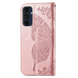 Откидной чехол для Samsung Galaxy A16, Butterfly, розовый rose gold