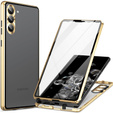Чехол для Samsung Galaxy S23, Magnetic Dual Glass, золотой