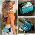 Чехол CASEME для Samsung Galaxy A56 5G, RFID Leather Wallet, с плечевым ремнем, зелёный
