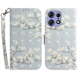 Откидной чехол для Motorola Edge 50 Pro 5G, Wallet, Magnolia Flowers серый