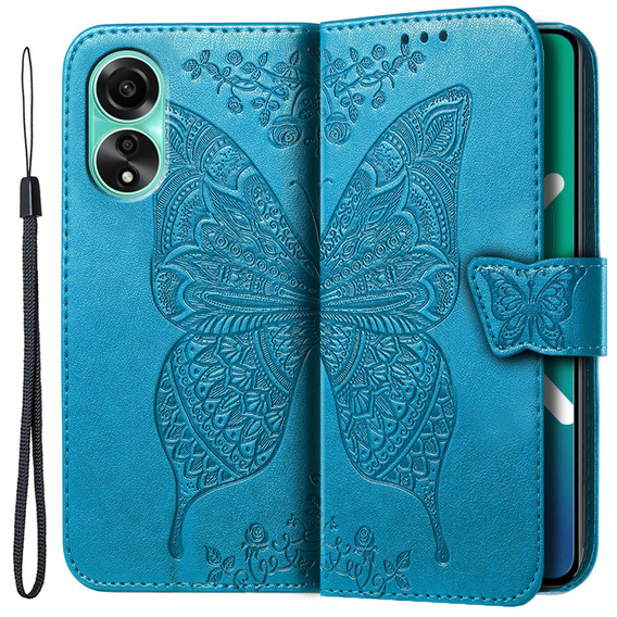 Откидной чехол для Oppo A98 5G, Butterfly, синий
