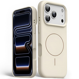 Силиконовый чехол для iPhone 17 Pro Max - совместим с MagSafe, противоударный, бежевый